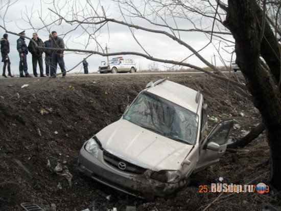 На Сахалине две «Тойоты» вытолкнули «Мазду» в кювет
