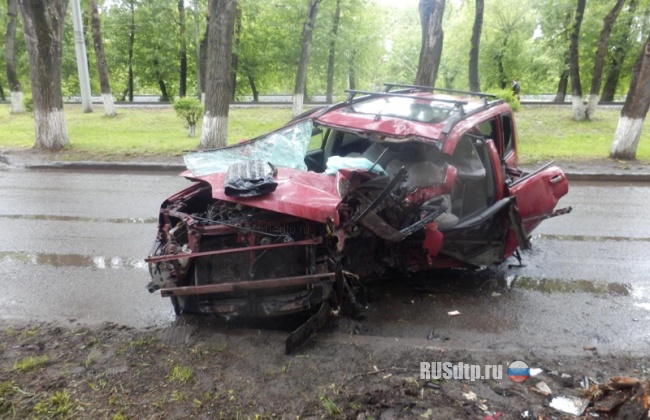 Ниссан врезался в дерево в Новокузнецке