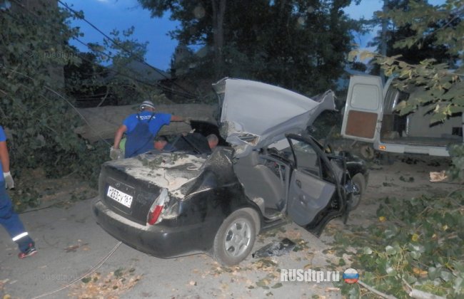 В Шахтах водителя автомобиля придавило упавшим деревом
