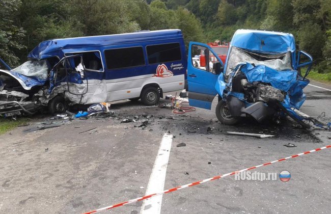 Под Мукачевом произошло лобовое столкновение микроавтобусов