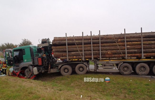 В Пльзенском крае лесовоз раздавил легковушку