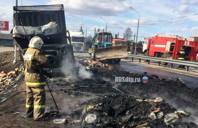 Два большегруза сгорели в результате ДТП на трассе М-10 «Россия»