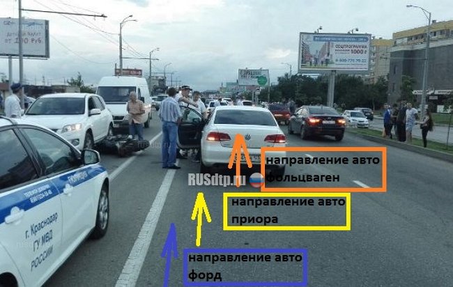 В Краснодаре мотоциклист сбил пешеходов и сам погиб