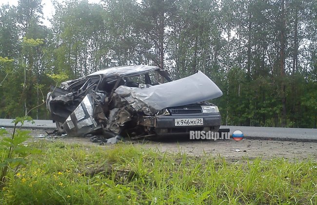 Водитель чудом остался жив при столкновении «десятки» с грузовиком в Архангельской области
