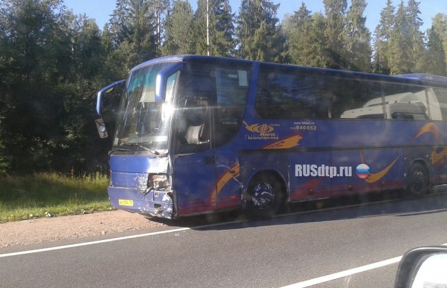 KIA развалилась на части от столкновения с автобусом на трассе М-10 «Россия»