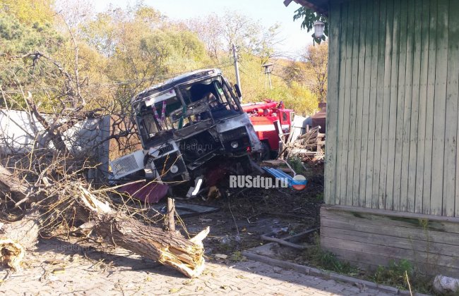Школьный автобус врезался в дерево под Хабаровском