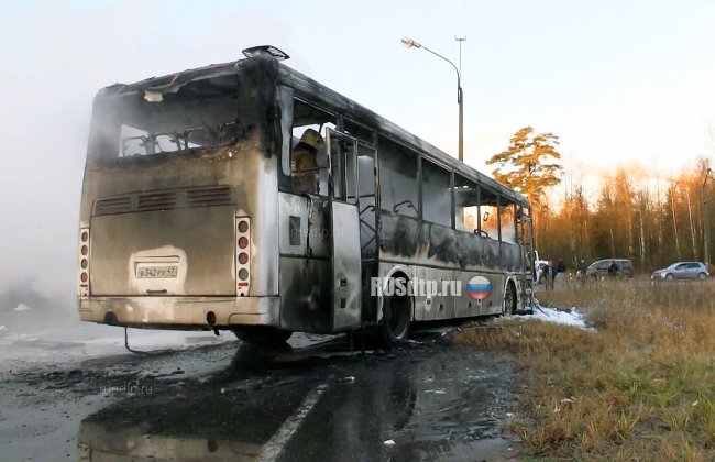 Автобус сгорел в результате ДТП в Ленинградской области. Двое погибли