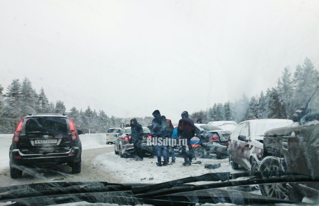 18 автомобилей столкнулись на Новоприозерском шоссе под Петербургом