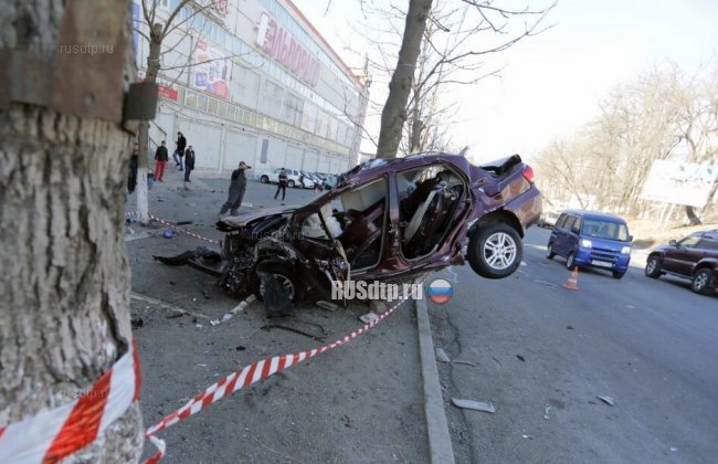 «Тойоту» намотало на дерево во Владивостоке