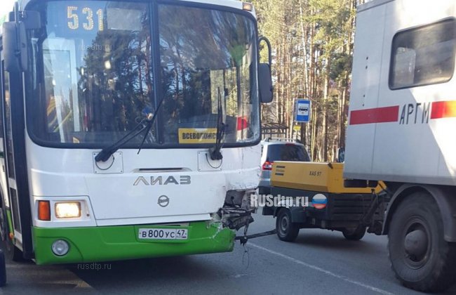 Легковушка влетела под встречный автобус на Колтушском шоссе. Погиб водитель