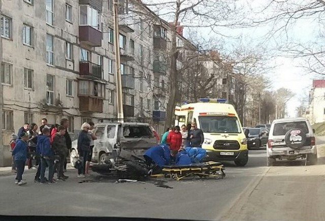 В Корсакове произошла авария с участием мотоциклиста