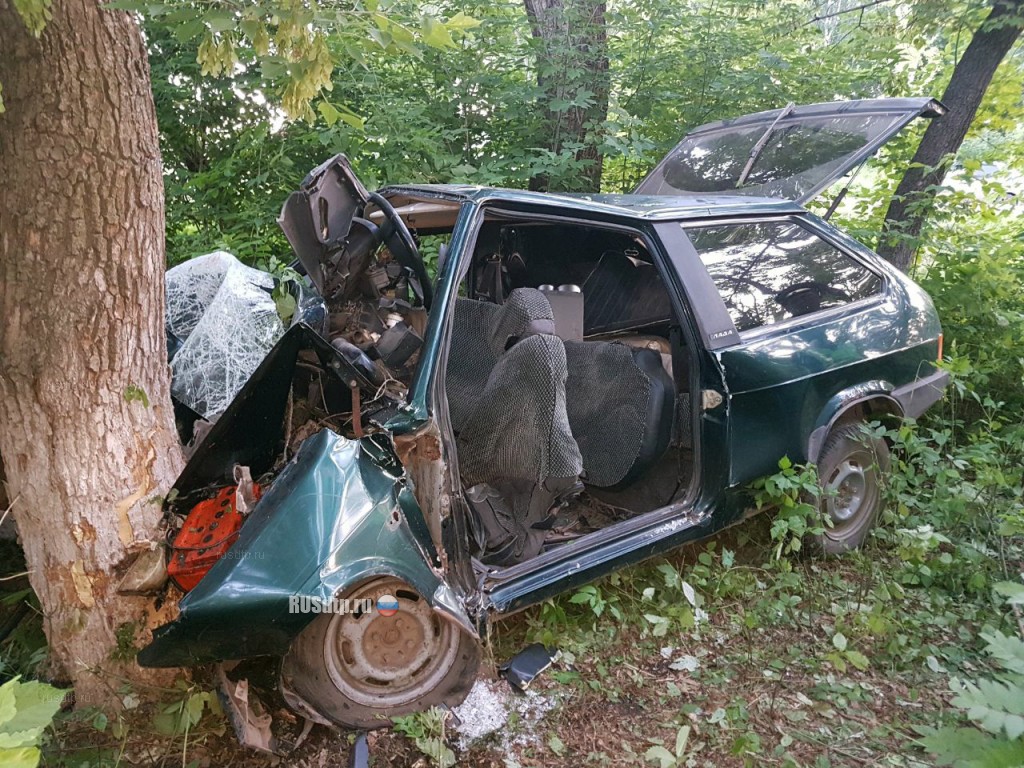 В Башкирии молодая компания на ВАЗ-2108 врезалась в дерево. Шестеро  пострадали