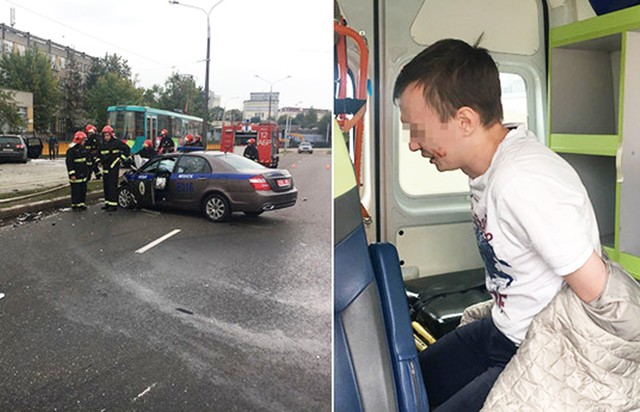 В Минске в ходе погони «Фольксваген» столкнулся с автомобилем милиции