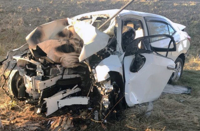 В Сальском районе Toyota Corolla врезалась в столб, двое погибли