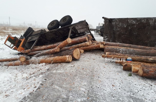 В Кетовском районе погиб водитель перевернувшегося лесовоза