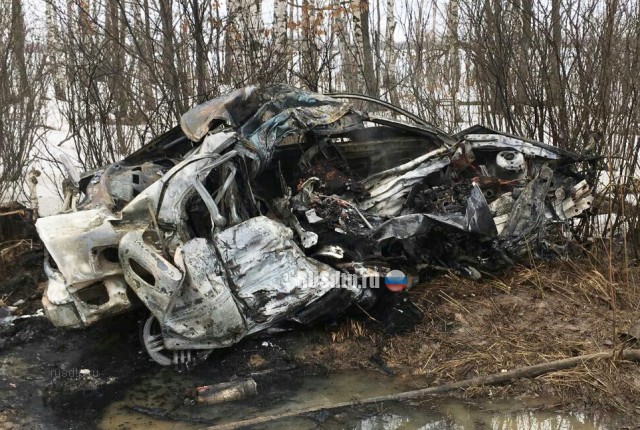 Водитель VOLVO сгорел в своей машине после ДТП на трассе М-5 под Рязанью