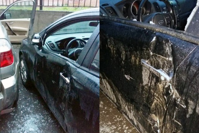 В Красноярске пьяная женщина на «Мерседесе» разбила 10 машин во дворе