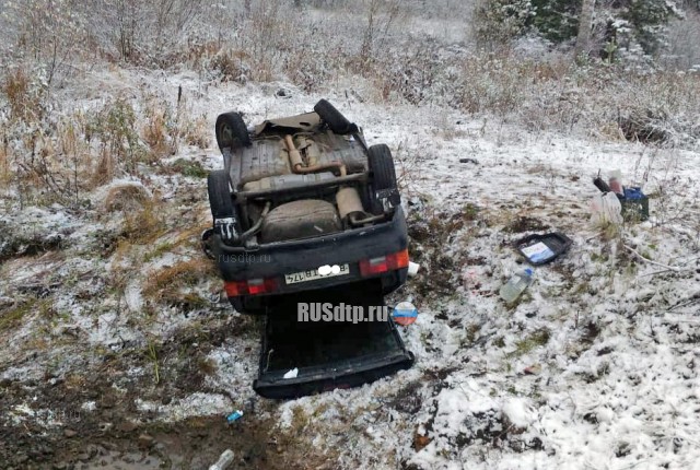 ВАЗ-2114 вылетел в кювет во время снегопада на трассе М-5 в Челябинской области