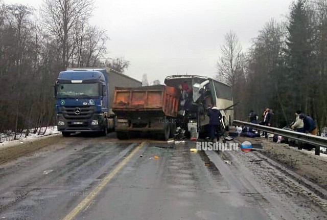 Автобус столкнулся с КАМАЗом в Псковской области