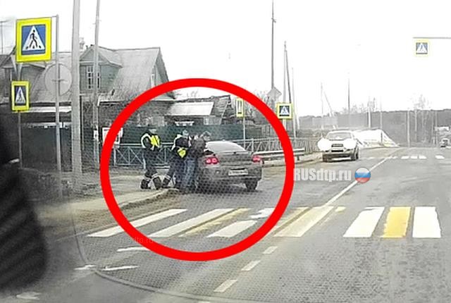 Под Петербургом водитель пытался скрыться от полицейских задним ходом и едва не попал в ДТП
