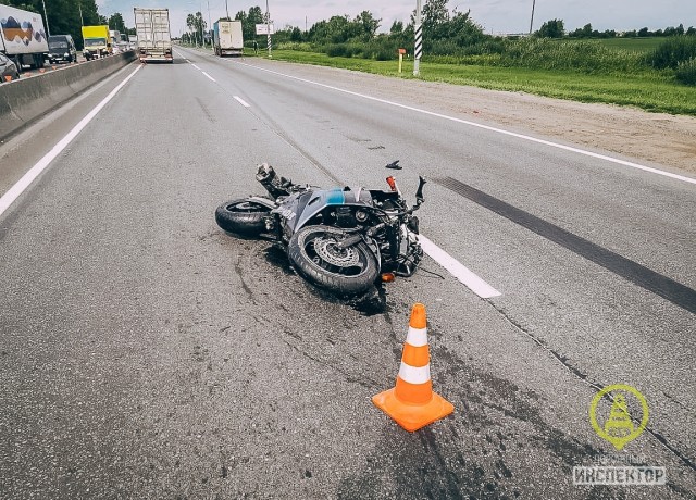 На трассе М-10 мотоциклист погиб, пытаясь проехать между двумя фурами