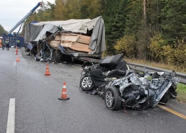 На Киевском шоссе водителя раздавило контейнером