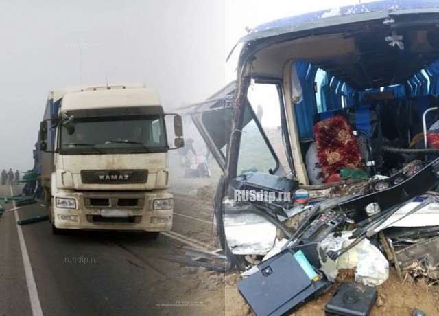 Автобус столкнулся с грузовиком в Волгоградской области