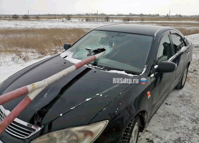 В Новосибирской области шлагбаум проткнул автомобиль Toyota Camry