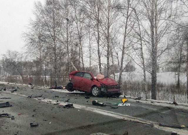 Момент смертельного ДТП на трассе «Иртыш» под Новосибирском