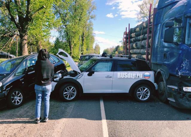 Лесовоз смял 8 автомобилей на трассе «Санкт-Петербург — Псков»