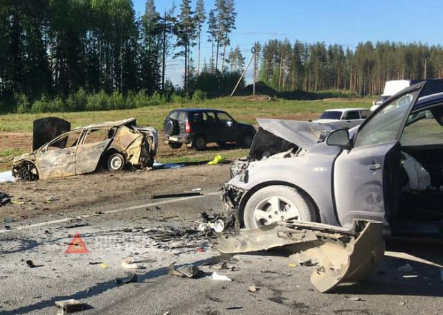 В Карелии в огненном ДТП погиб водитель автомобиля Renault
