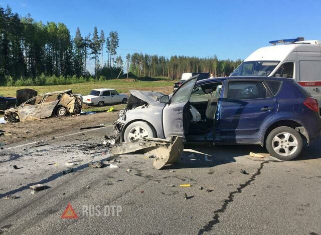 В Карелии в огненном ДТП погиб водитель автомобиля Renault 