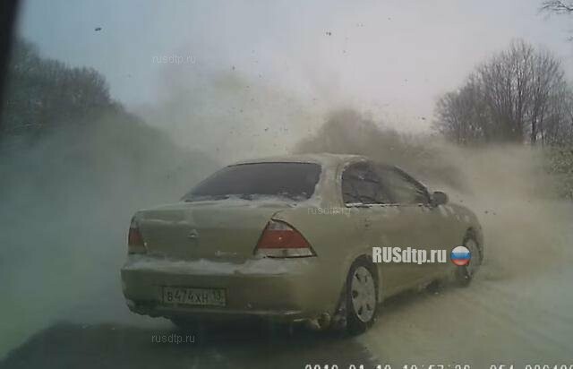Видеокадры столкновения двух машин в Мордовии