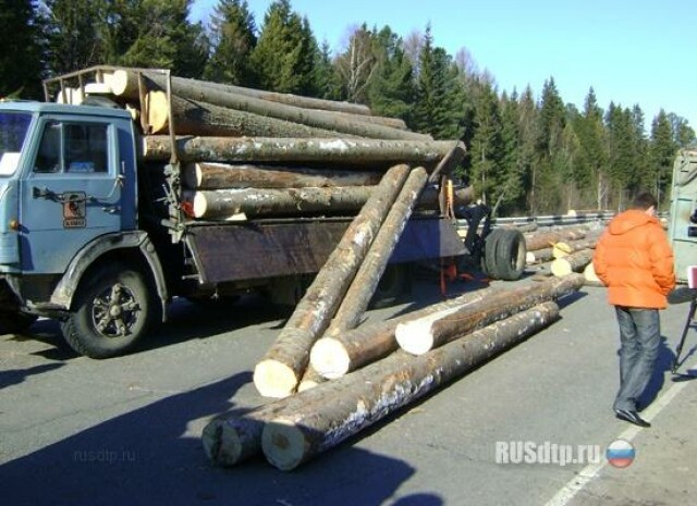 Прицеп лесовоза опрокинулся на трассе Томск-Мельниково 