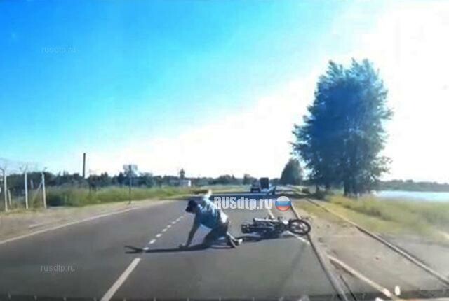 Мотоциклист упал в Рыбинске
