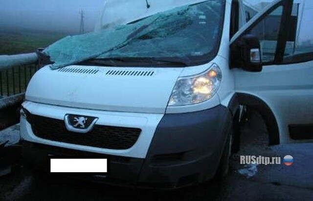 Микроавтобус врезался в отбойник 