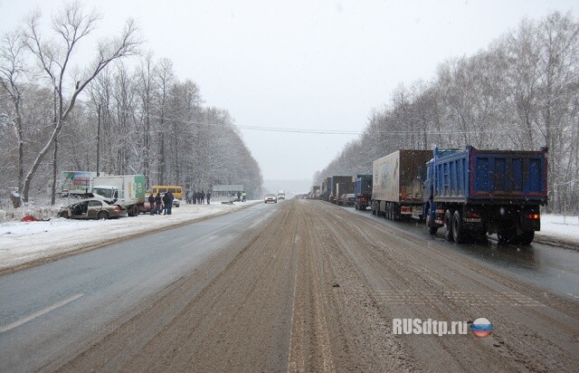 «Сонату» вынесло под грузовик 