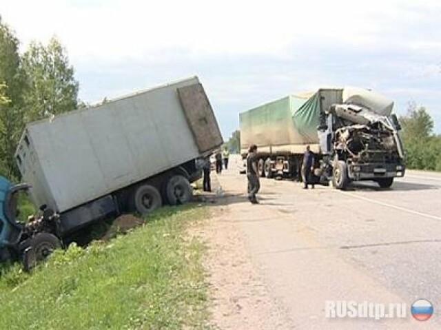 Столкновение большегрузов на  трассе Москва -Холмогоры 