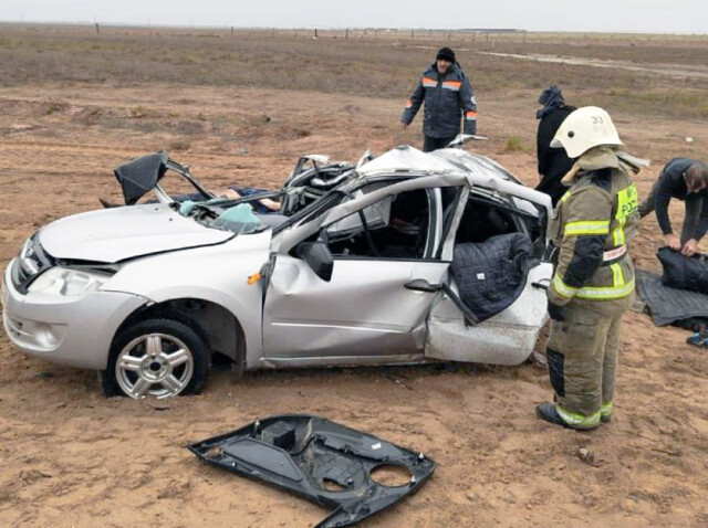 Водитель и пассажир «Лады» разбились в Астраханской области 