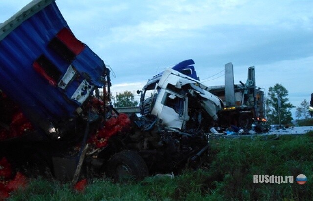 ДТП с участием трех грузовых автомобилей 