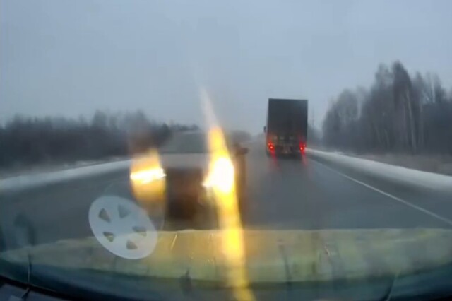 «Вылетел на встречную»: видеорегистратор запечатлел момент ДТП на 666 километре трассы «Сибирь» 