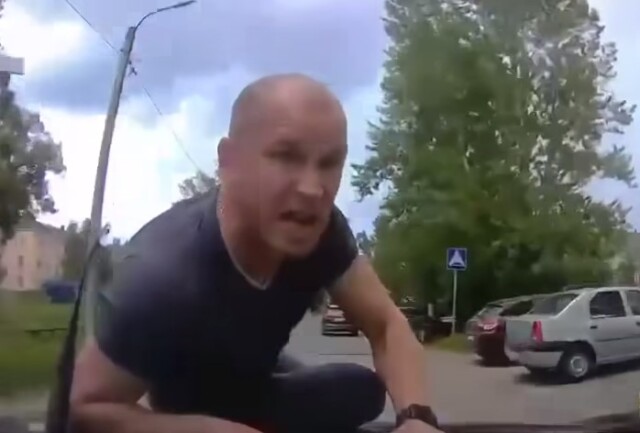 В Ленинградской области водитель пытался скрыться с места ДТП с человеком на капоте
