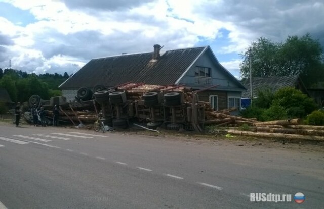 В Ленинградской области лесовоз врезался в жилой дом 