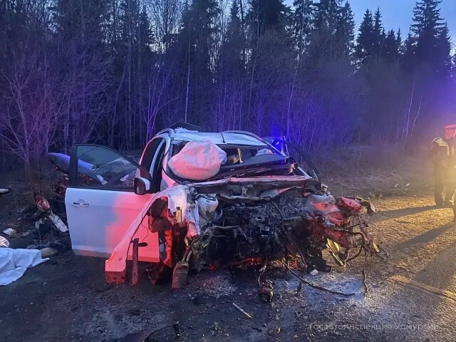 Ford и Audi лоб в лоб столкнулись на трассе в Удмуртии 