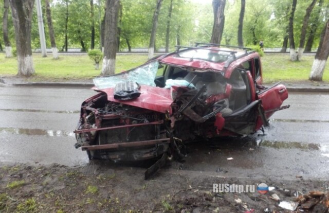 Ниссан врезался в дерево в Новокузнецке 