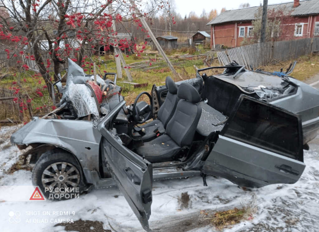ВАЗ-2114 врезался в дерево в Коми