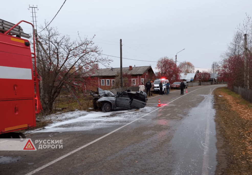 ВАЗ-2114 врезался в дерево в Коми