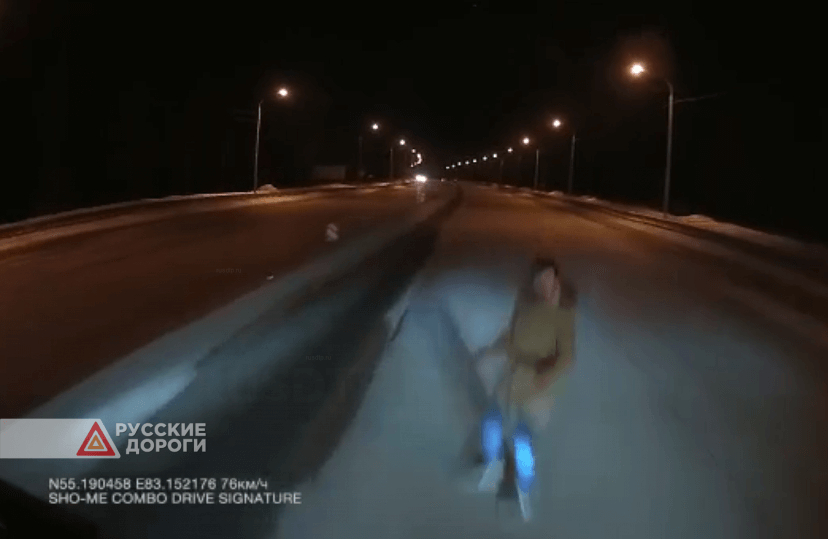 Момент наезда на пешехода в Новосибирской области