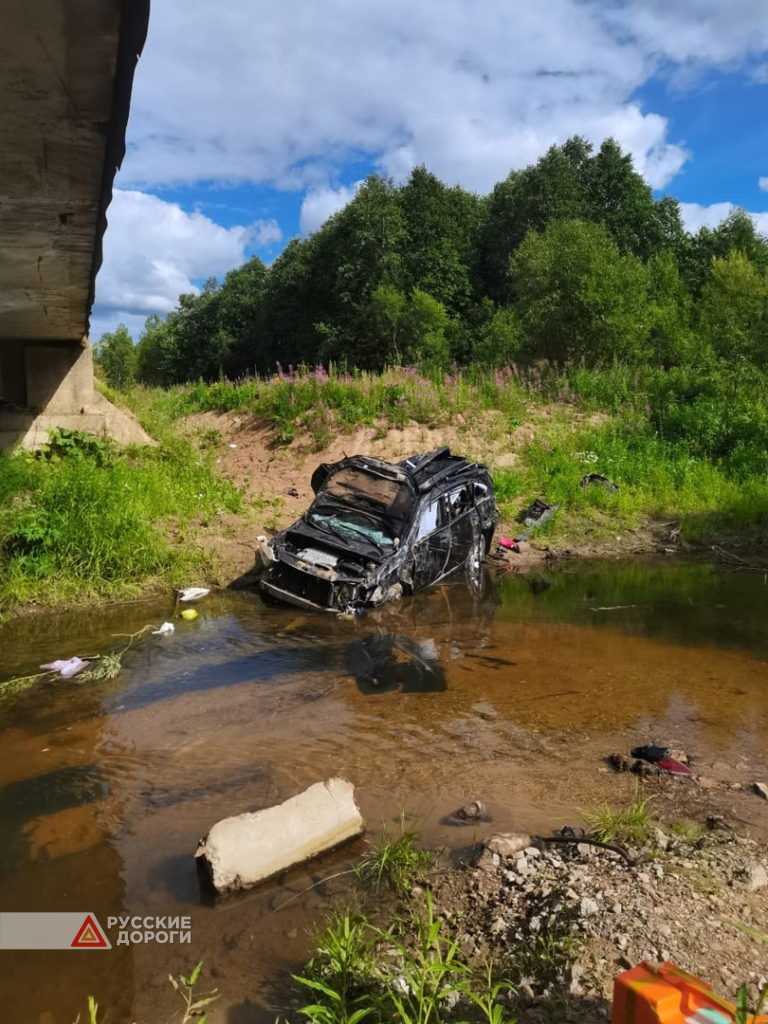 В Вологодской области автомобиль упал с моста