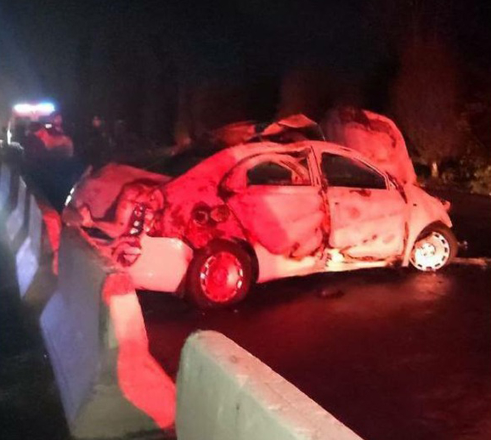 Автомобиль перевернулся и загорелся в воздухе в результате жесткой аварии в Узбекистане